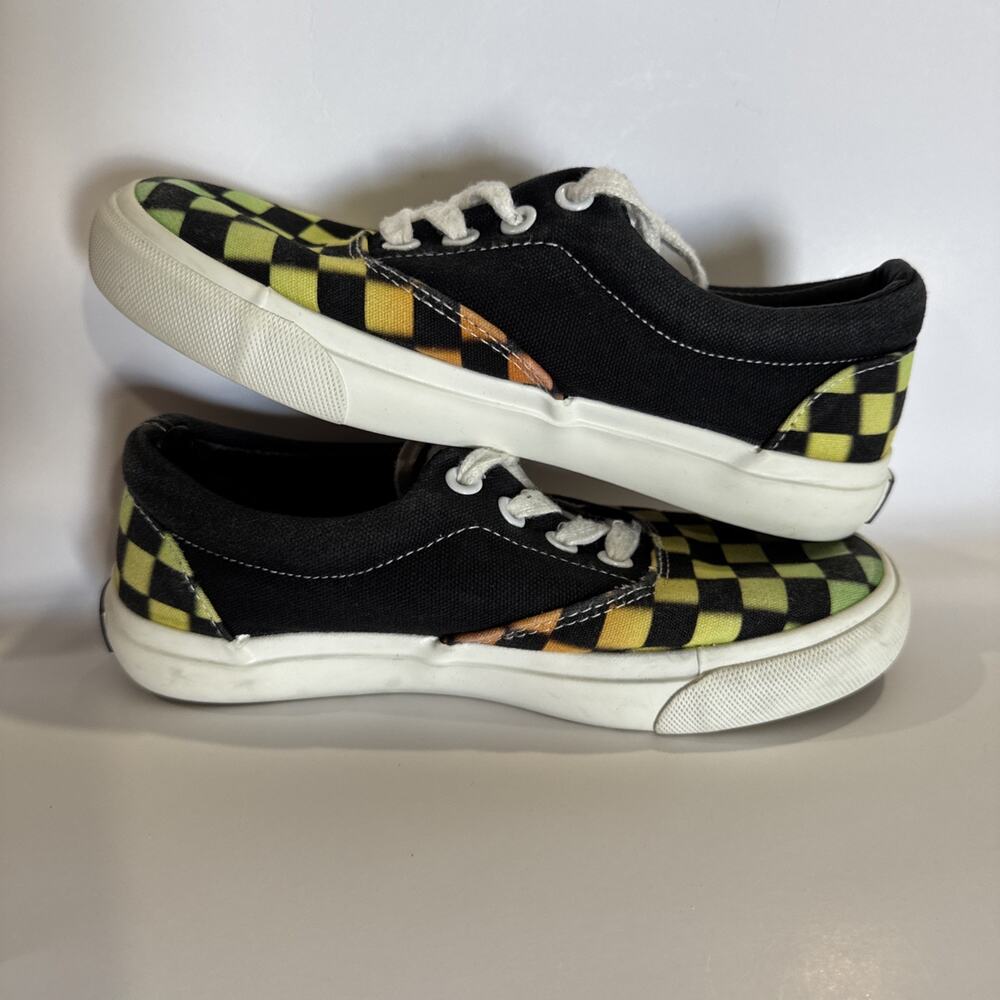 Hurley Shaka-T Checkered Sneakers Big Kid Boy 2 Black Green Lace Up Canvas Shoes - Picture 7 of 9